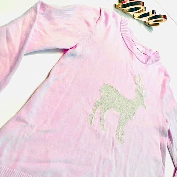 Crewcuts Holiday Pink Sparkle Reindeer Sweater - SOO CUTE! - Picture 2 of 7